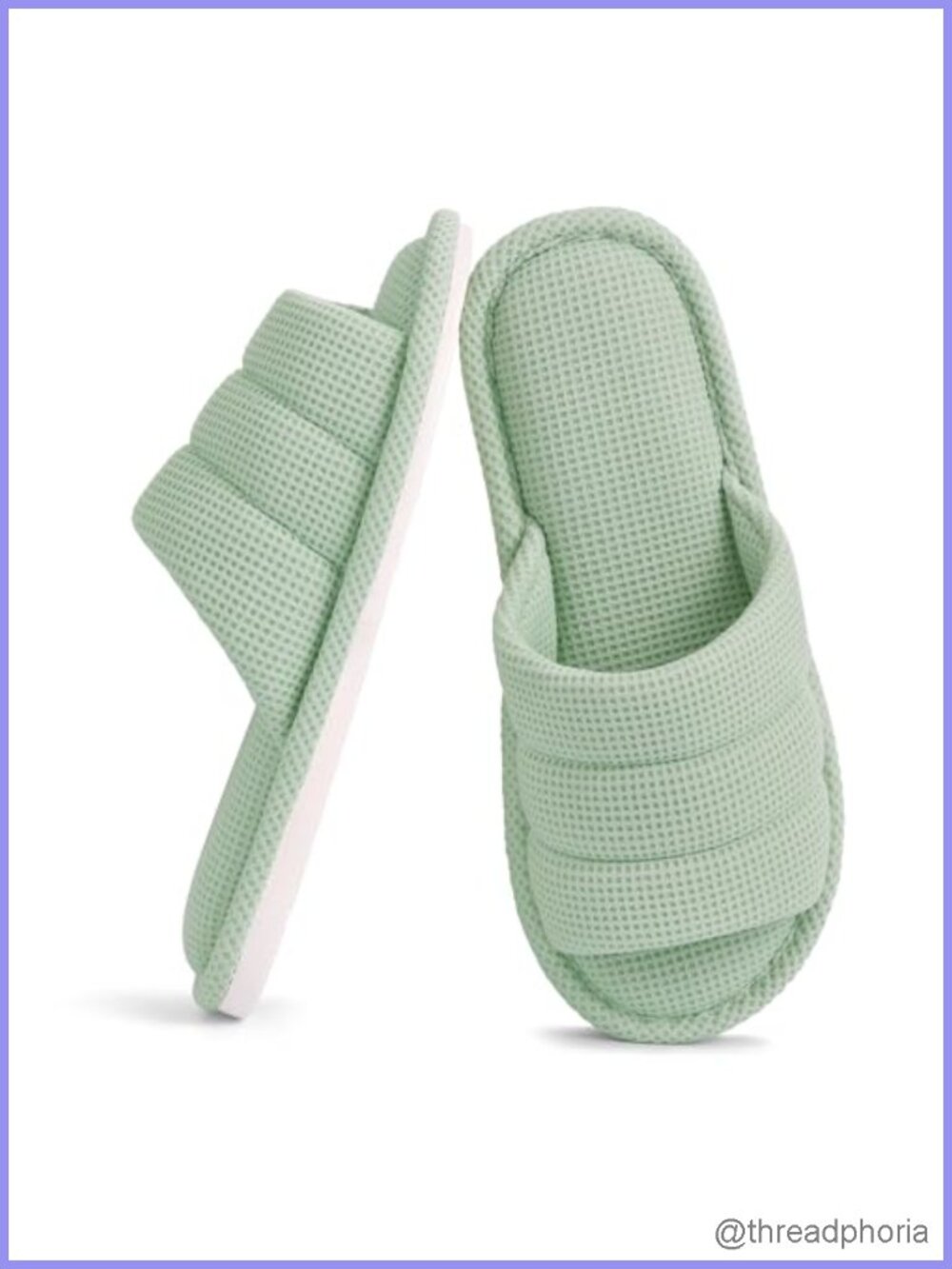 Waffle Open Toe Memory Foam House Slippers Breathable Slip-On